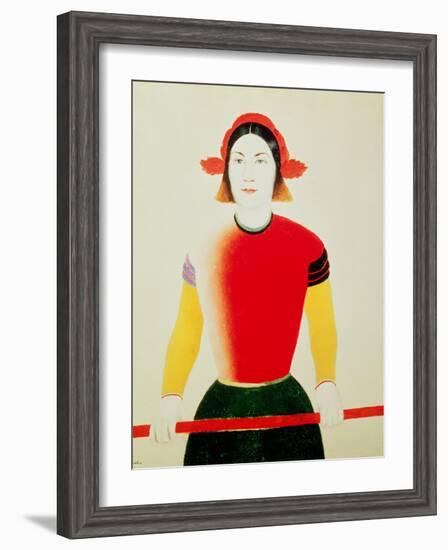 Girl with a Pole (Oil)-Kasimir Malevich-Framed Giclee Print