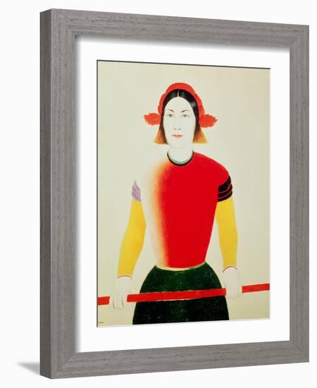 Girl with a Pole (Oil)-Kasimir Malevich-Framed Giclee Print