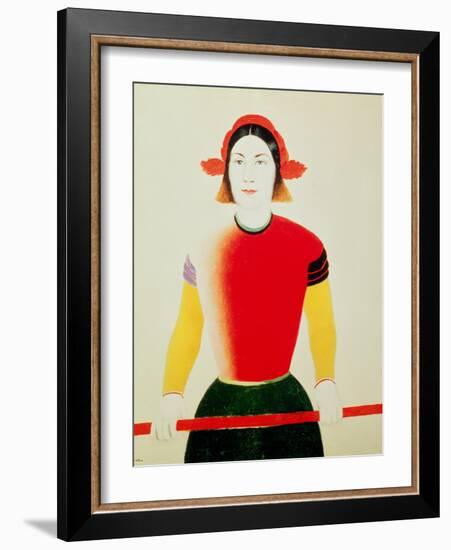 Girl with a Pole (Oil)-Kasimir Malevich-Framed Giclee Print