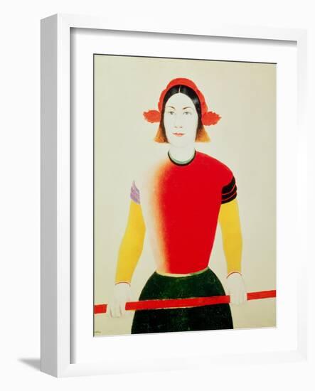 Girl with a Pole (Oil)-Kasimir Malevich-Framed Giclee Print