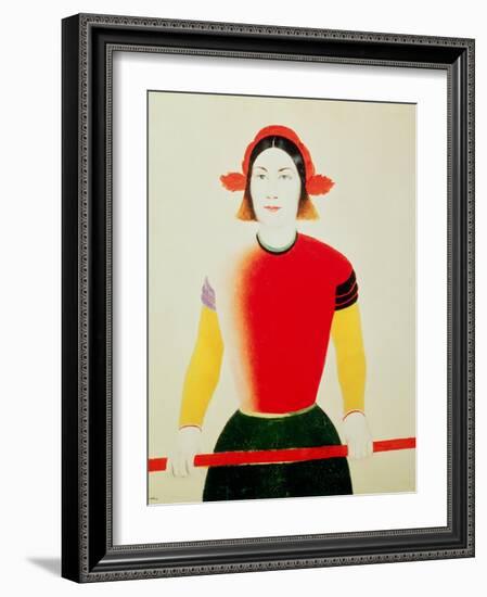 Girl with a Pole (Oil)-Kasimir Malevich-Framed Giclee Print