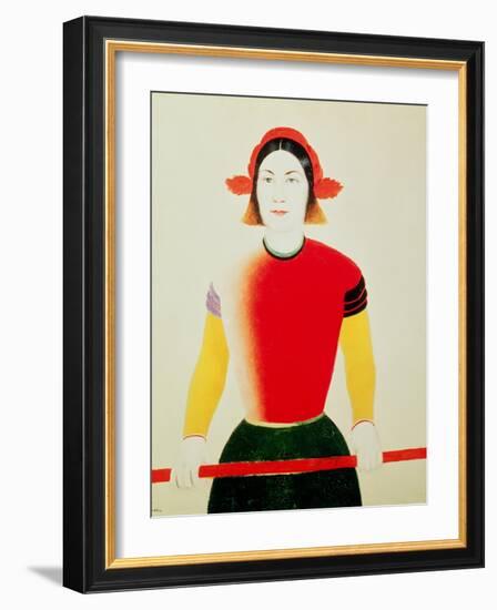 Girl with a Pole (Oil)-Kasimir Malevich-Framed Giclee Print