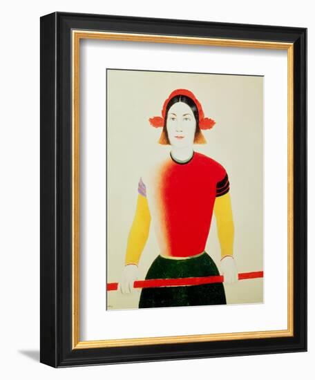 Girl with a Pole (Oil)-Kasimir Malevich-Framed Giclee Print