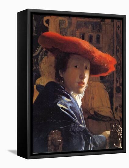 Girl with a Red Hat, C.1665-Johannes Vermeer-Framed Premier Image Canvas