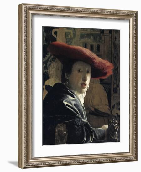 Girl with a Red Hat-Johannes Vermeer-Framed Giclee Print