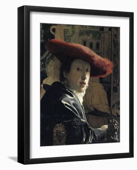 Girl with a Red Hat-Johannes Vermeer-Framed Giclee Print