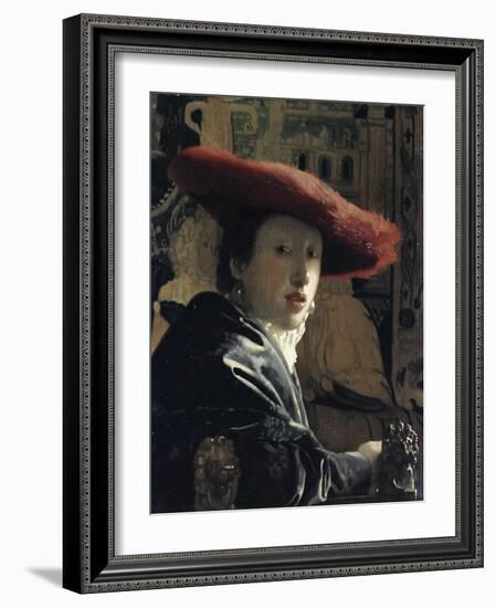 Girl with a Red Hat-Johannes Vermeer-Framed Giclee Print