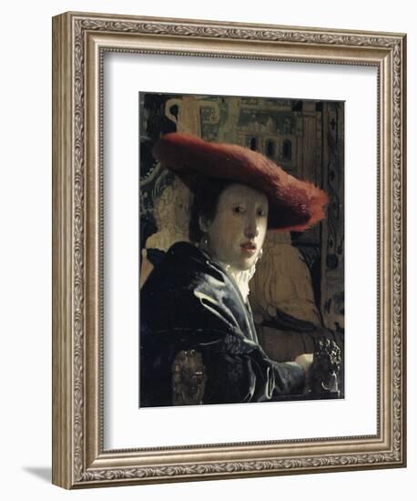 Girl with a Red Hat-Johannes Vermeer-Framed Giclee Print