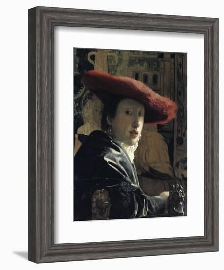 Girl with a Red Hat-Johannes Vermeer-Framed Giclee Print