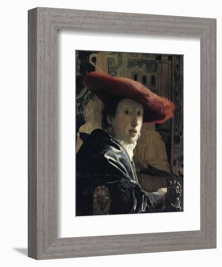 Girl with a Red Hat-Johannes Vermeer-Framed Giclee Print