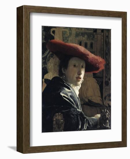 Girl with a Red Hat-Johannes Vermeer-Framed Giclee Print