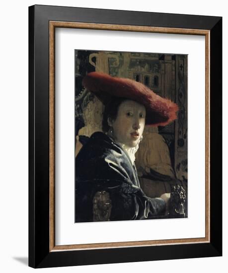 Girl with a Red Hat-Johannes Vermeer-Framed Giclee Print