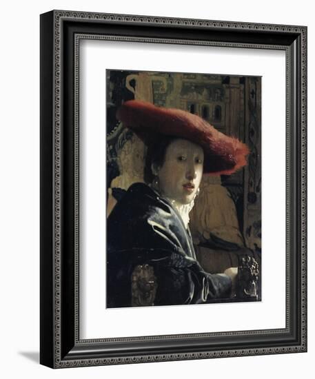 Girl with a Red Hat-Johannes Vermeer-Framed Giclee Print