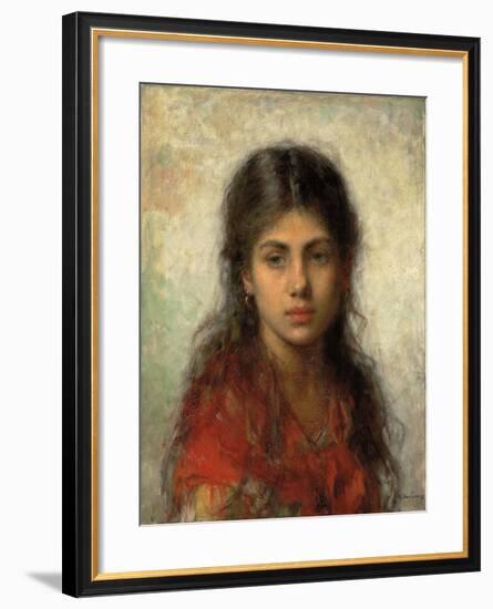 Girl with a Red Shawl-Alexei Alexevich Harlamoff-Framed Giclee Print