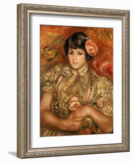 Girl with a Rose-Pierre-Auguste Renoir-Framed Giclee Print