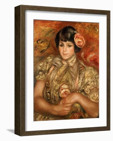 Girl with a Rose-Pierre-Auguste Renoir-Framed Giclee Print