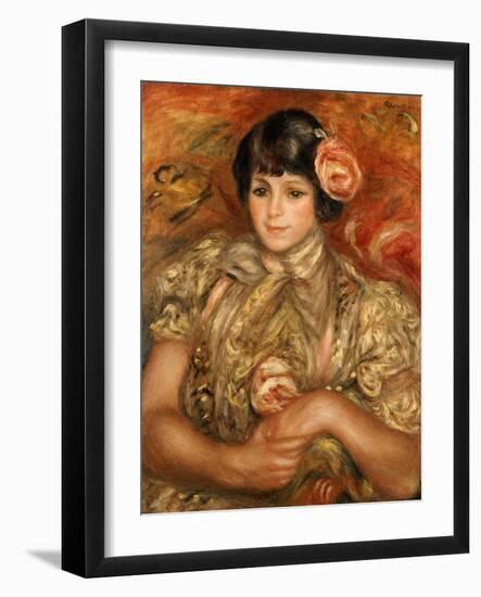 Girl with a Rose-Pierre-Auguste Renoir-Framed Giclee Print