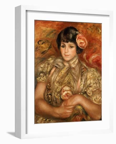 Girl with a Rose-Pierre-Auguste Renoir-Framed Giclee Print