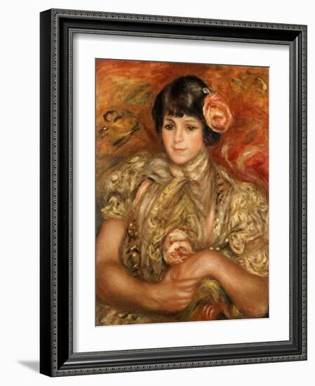 Girl with a Rose-Pierre-Auguste Renoir-Framed Giclee Print