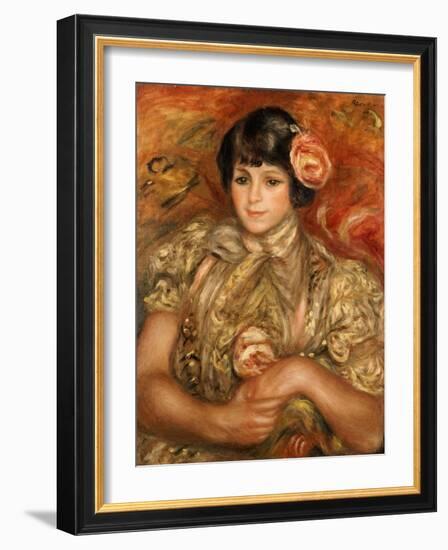 Girl with a Rose-Pierre-Auguste Renoir-Framed Giclee Print