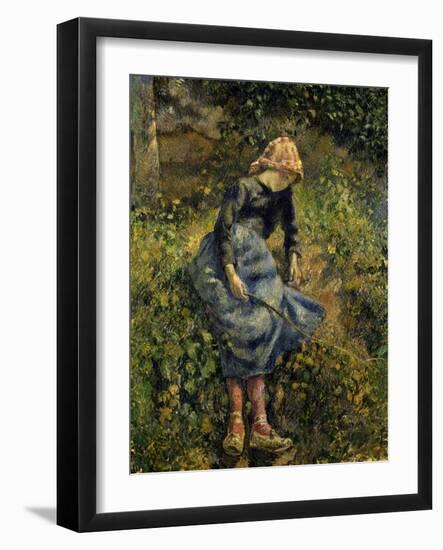 Girl with a Stick-Camille Pissarro-Framed Art Print