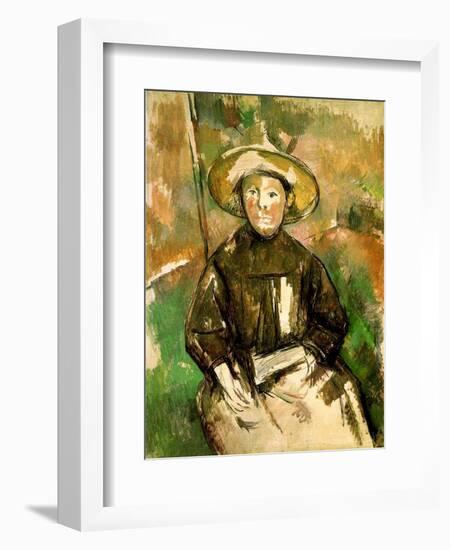 Girl with a Straw Hat, 1896-Paul Cézanne-Framed Giclee Print