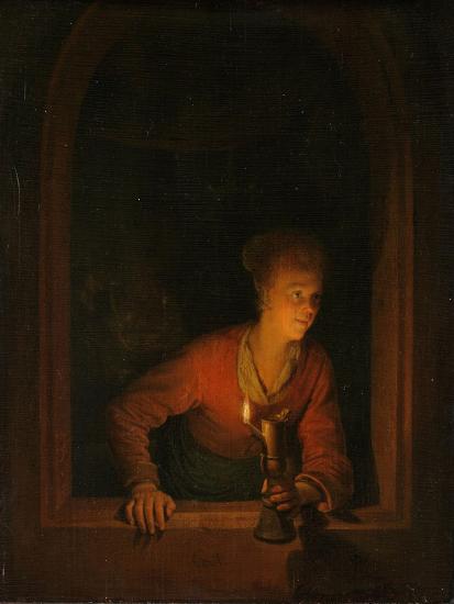 'Girl with an Oil Lamp at a Window, 1645-75' Giclee Print - Gerrit or ...