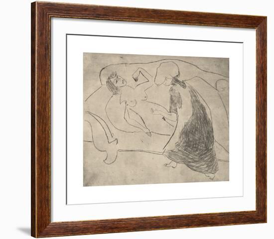 Girl, with Another Rubbing Her Belly-Ernst Ludwig Kirchner-Framed Premium Giclee Print