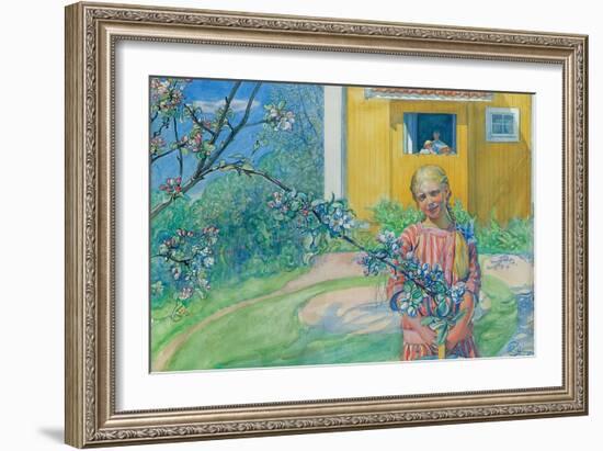 Girl with Apple Blossom, 1914-Carl Larsson-Framed Giclee Print