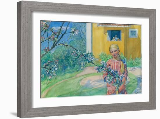 Girl with Apple Blossom, 1914-Carl Larsson-Framed Giclee Print