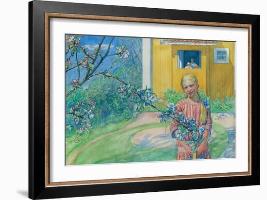 Girl with Apple Blossom, 1914-Carl Larsson-Framed Giclee Print