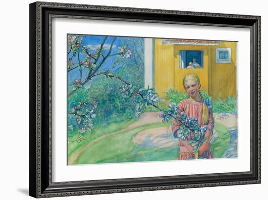 Girl with Apple Blossom, 1914-Carl Larsson-Framed Giclee Print