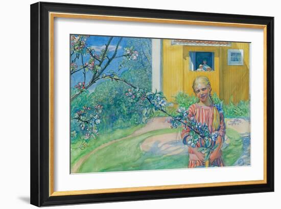 Girl with Apple Blossom, 1914-Carl Larsson-Framed Giclee Print