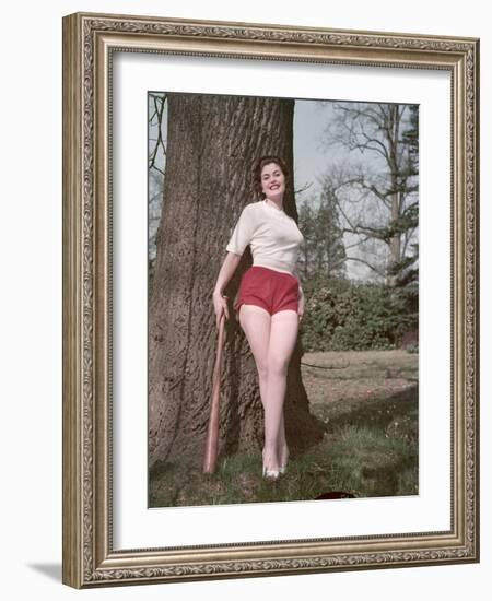 Girl with Bat-Charles Woof-Framed Photographic Print