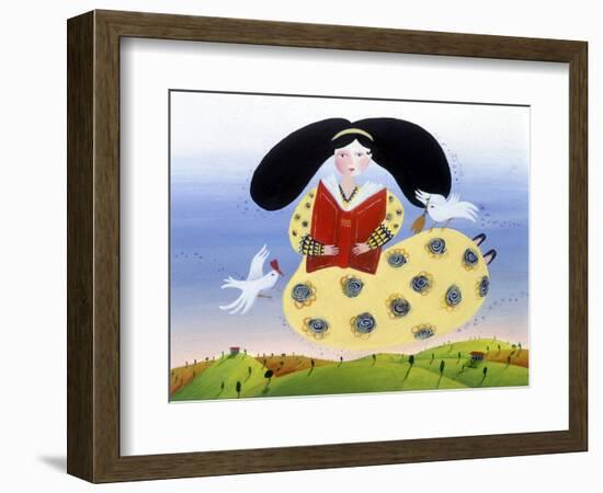 Girl with Birds - Illustration by Patrizia La Porta, 1999-Patrizia La Porta-Framed Giclee Print