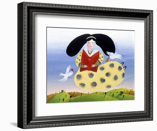 Girl with Birds - Illustration by Patrizia La Porta, 1999-Patrizia La Porta-Framed Giclee Print