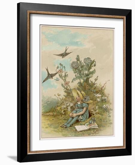 Girl with Birds-M Ellen Edwards-Framed Art Print