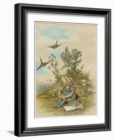 Girl with Birds-M Ellen Edwards-Framed Art Print