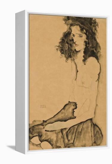 Girl with Black Hair, 1911-Egon Schiele-Framed Premier Image Canvas