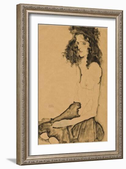 Girl with Black Hair, 1911-Egon Schiele-Framed Giclee Print