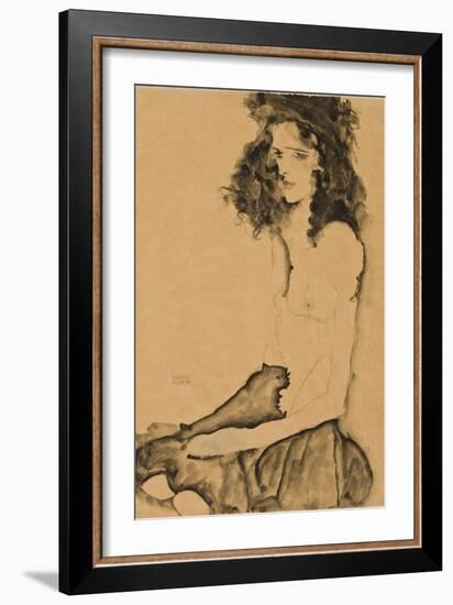 Girl with Black Hair, 1911-Egon Schiele-Framed Giclee Print