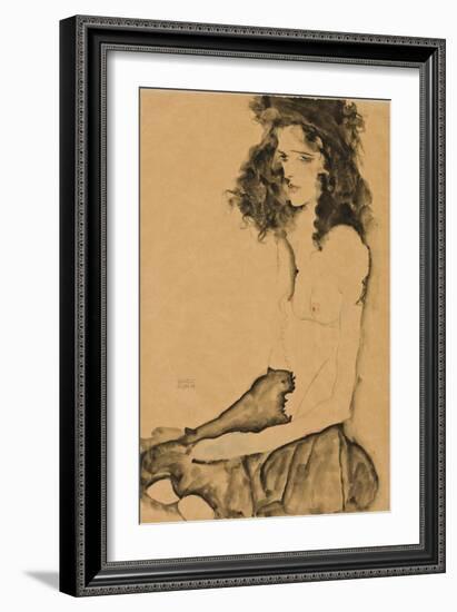 Girl with Black Hair, 1911-Egon Schiele-Framed Giclee Print