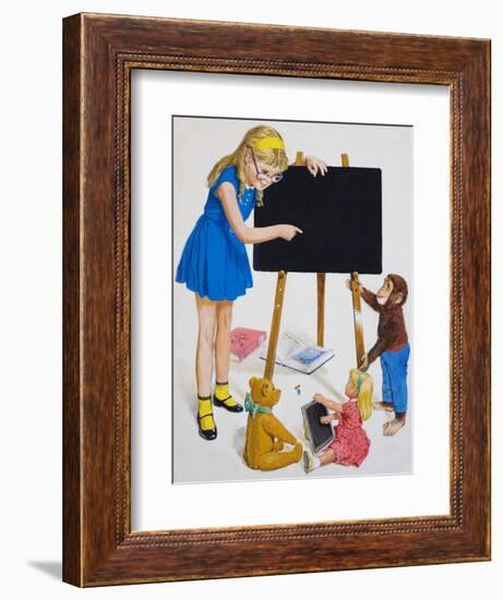 Girl with Blackboard-Clive Uptton-Framed Giclee Print
