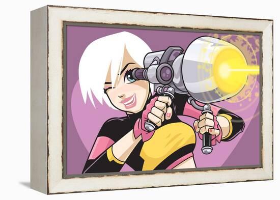 Girl with Blaster Gun-Harry Briggs-Framed Premier Image Canvas