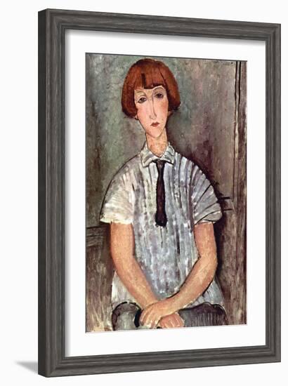 Girl with Blouse-Amedeo Modigliani-Framed Art Print