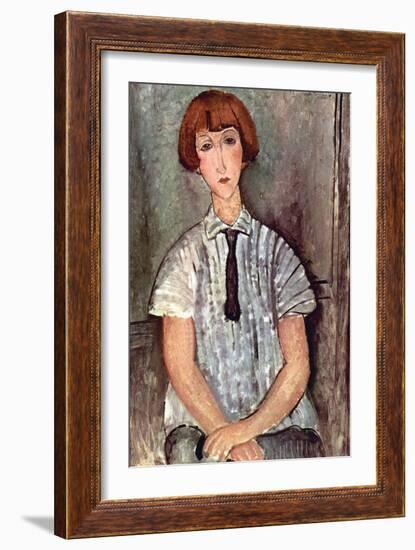 Girl with Blouse-Amedeo Modigliani-Framed Art Print