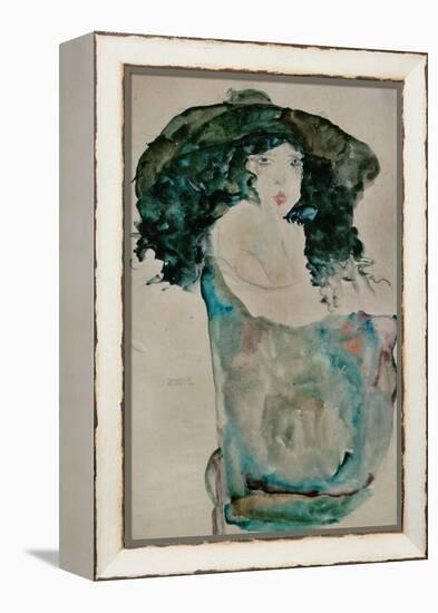 Girl with Blue-Black Hair and Hat, 1911-Egon Schiele-Framed Premier Image Canvas