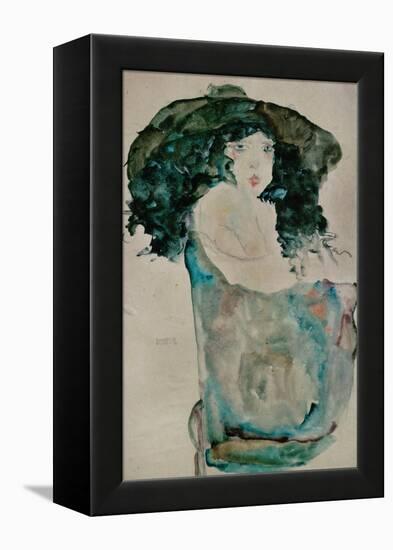 Girl with Blue-Black Hair and Hat, 1911-Egon Schiele-Framed Premier Image Canvas