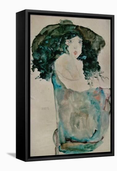 Girl with Blue-Black Hair and Hat, 1911-Egon Schiele-Framed Premier Image Canvas