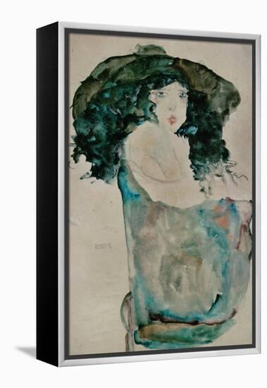 Girl with Blue-Black Hair and Hat, 1911-Egon Schiele-Framed Premier Image Canvas